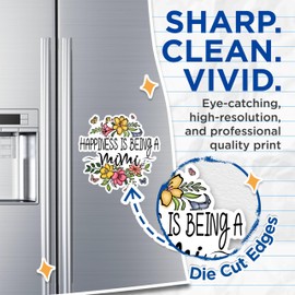 (2 Pack) Happiness is Being a Mimi Magnets - Floral Mimi Magnets - Cute Grandma Quotes Magnets- 5" On Longest Side - for Fridges, Toolboxes, Cars - Made in USA - MAG3005