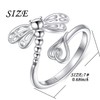 DAOCHONG 925 Sterling Silver Open Heart Insect Dragonfly Wrap Ring