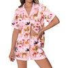 Ekouaer Womens Silk Satin Pajamas Set Animals Print Pjs Button