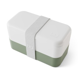 monbento - Lunch Box Original White/Green - Adult Lunch Box - Airtight Lunch Box with 2 Tiers - Ideal for Work/Picnic - BPA Free - Made in France - Two Tone