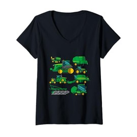 Womens Tractor Farmer Farming Vehicles Trucks Farm Boys Kids V-Neck T-Shirt