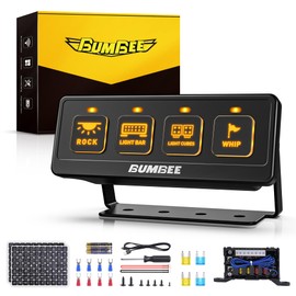 Bumbee 4 Gang Wireless Switch Panel, 60A High Power Relay Box with 4 Control Modes & 2 Light Memory, Multi-Function Toggle Switches, Waterproof Design