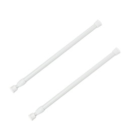 2-Pack White Adjustable Spring Tension Rods - 12 to 20 Inches, No-Drill Curtain Rod for Wardrobes, Windows, Closets, and Bookcases