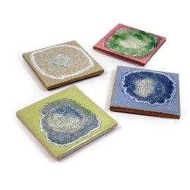 American Made Glass Geode Coaster Set: 4 Seasons Color Mix