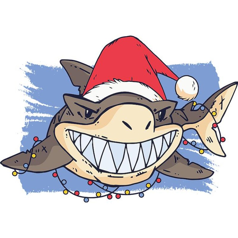 CafePress Christmas Shark Rectangle Car Bumper Magnet