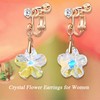 Austrian Crystal Flower Drop Clip On Earrings for Women Non