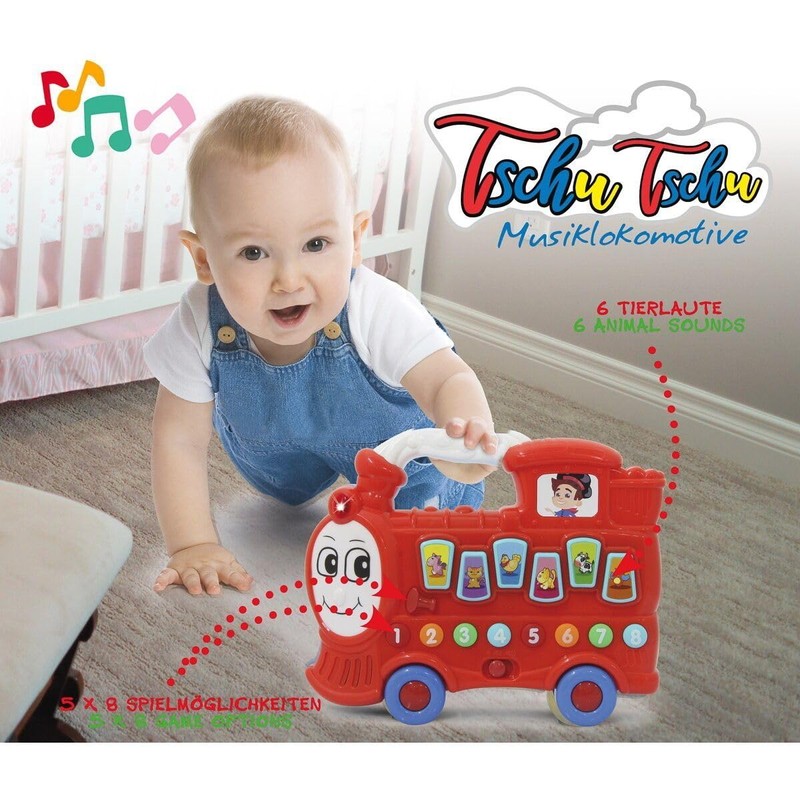 JAMARA 460594 Music Locomotive Tschu, Red
