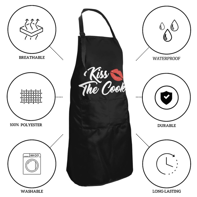 Jumsky Kiss The Cook Apron Adjustable Cooking Kitchen Chef Apron