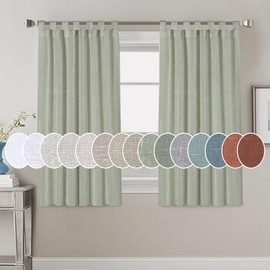 H.VERSAILTEX Linen Curtains Linen Blended Curtains Tab Top Window Treatments Panels Drapes for Living Room/Bedroom, Elegant Energy Efficient Light Filtering Curtains (Set of 2, 52" x 54" - Sage)
