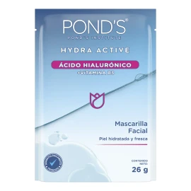 POND'S Mascarilla Hidratante Ácido Hialurónico y vitamina B3 para una piel fresca, hidratada y luminosa 26 g