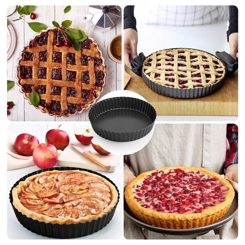 Aramanara 2 Pack Quiche Pan, Non-Stick Tart Pan, Carbon Steel