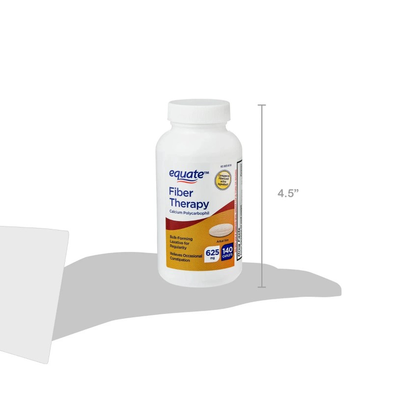 Equate Fiber Therapy Caplets, 625mg Calcium Polycarbophil, 140 Count