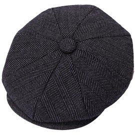 ZRWASKA® Mens Peaky Blinders Cap 8 Panel Wool Flat Caps for Men UK – Gatsby Tweed Newsboy Cap for Men Style 1920s Baker Boy Hat Flat Cap Women Plain Herringbone Charcoal, Size Large