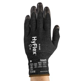 Ansell HyFlex 11-542 Cut/Heat-Resistant Mechanical Work Gloves w/Nitrile Palm for Machinery, Automotive - Size 10, Black (1 Pair)
