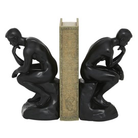 The Novogratz Polystone People The Thinker Bookends, Set of 2 5"W, 9"H, Black