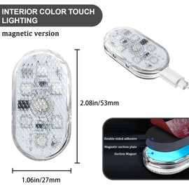 4PCS Wireless LED Lights for Car, 7 Colors Magnetic Auto Interior Light with Bright LED Lamp Beads, Portable Touch & USB Rechargeable Interior Lights, Easy Install for Car Decor (4PCS)