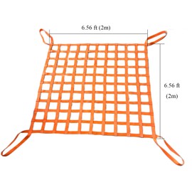 Safety Lifting Net Straps 2*2m 15cm Square Flat Nylon Sling Hoisting Loading and Unloading Heavy Objects Mesh Tear Resistance for Construction Rigging Moving Towing Hoisting Work Gear (Short Handles)