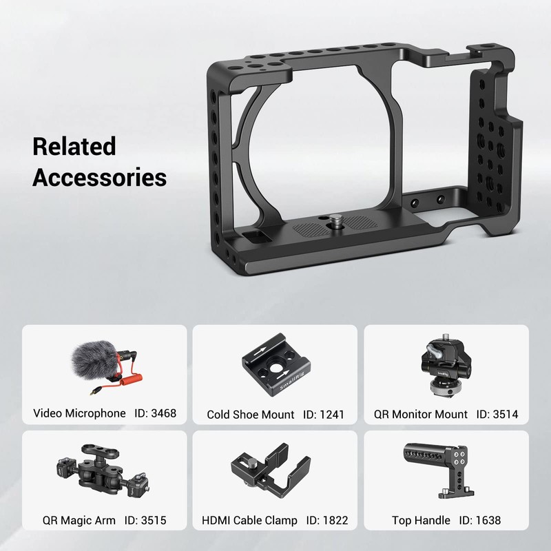 SmallRig Camera Cage for Sony A6000/A6300/A6500 ILCE-6000/ILCE-6300/ILCE-A6500/Nex-7 with 1/4" 3/8"