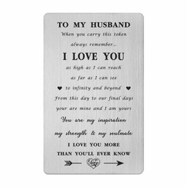 Levole Husband Gifts Husband Card- Father's Day Card from Wife, Easter Gifts Husband, Gifts for Husband for Birthday Christmas Valentines, My Husband Engraved Wallet Card