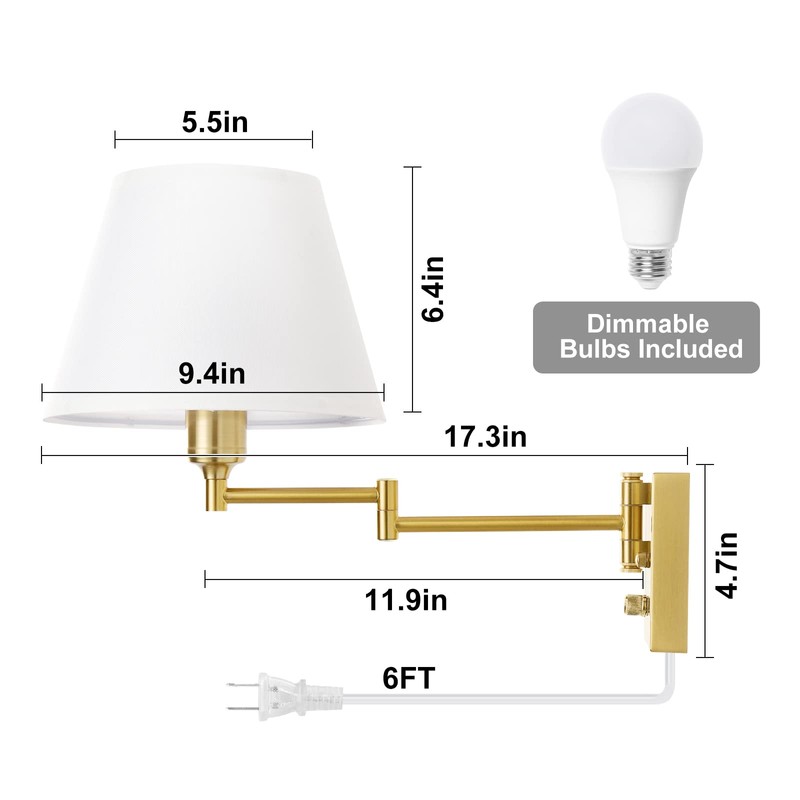 TRLIFE Dimmable Wall Sconce, Remote Control Dimming 10-100% and Adjustable