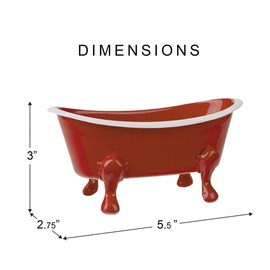 Rustic Enamel 1 Piece 5.5" Metal Clawfoot Mini Bathtub Soap Dish Mini Bath Tub Decoration Clawfoot Tub Soap Caddy Collection (Berry)