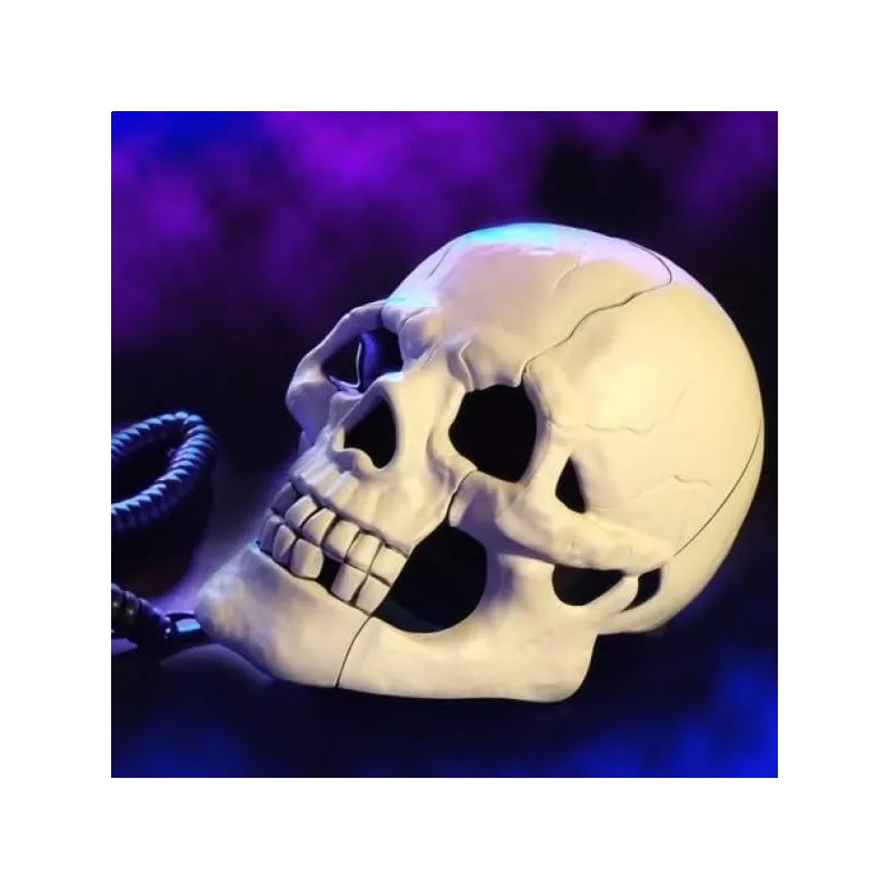 TechMel Telefono De Casa Fijo Forma De Craneo Calavera Blanca