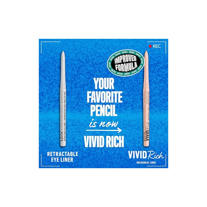 NYX Professional Makeup, Vivid Rich Mechanical Liner, Delineador de Ojos,