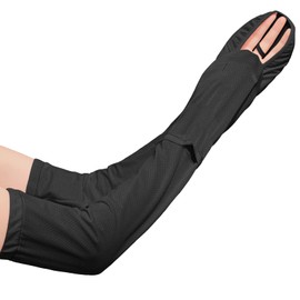 RainFlowwer UPF 50+ Arm Sleeves for Women- Sleeves to Cover Arms with Ice Cooling for Outdoor (Black)