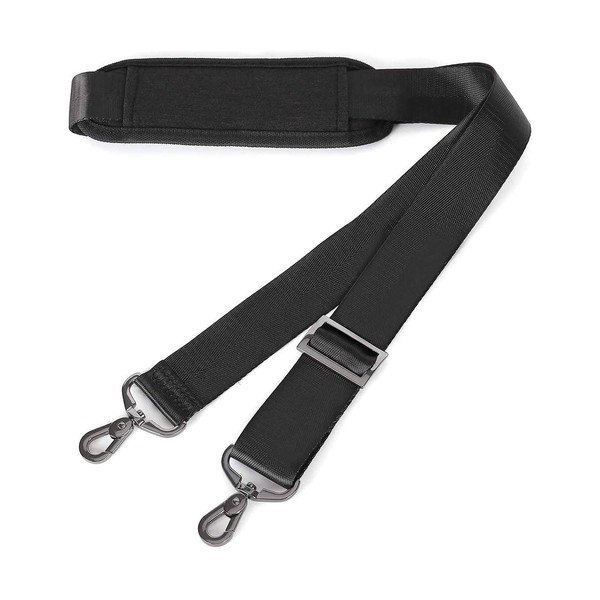 MOSISO 56 inch Adjustable Thick Soft Shoulder Strap Replacement with Metal Swivel Hooks for Bags, Black