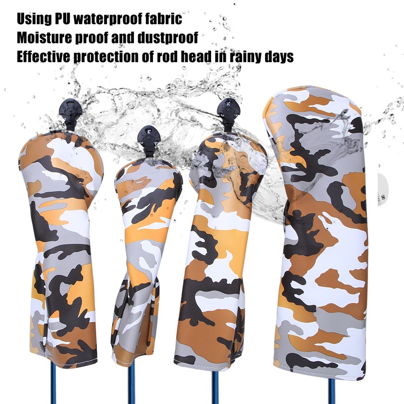 4PCS PU Leather Camouflage Waterproof Thicken Lining Golf Putter Head