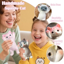 YJPPDD Big taba Squishy Cat, Hand Painted Squishy Cat for Adult/Kids, Stress Relief,Cute & Soft Cat Design, Perfect Squeeze Toys Gift for Relaxation and Fun