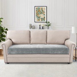 H.VERSAILTEX Sofa Covers Washable High Stretch Couch Cover Thick Soft T Cushion Sofa Slipcovers All Seasons Universal Sofa Couch Covers for Sectional Slipcovers(3 Seater Sofa Cushion Cover,Dove)