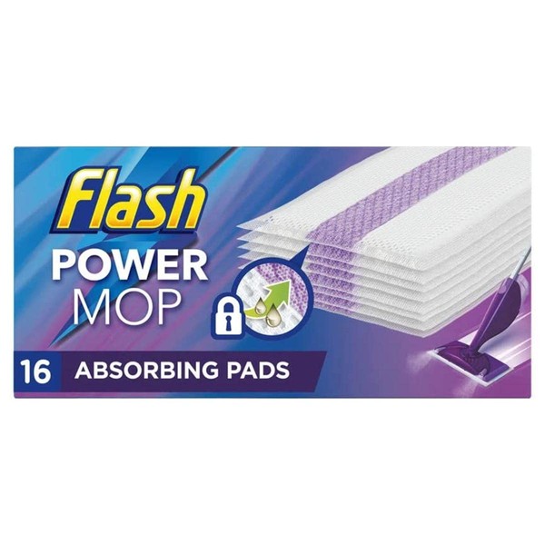 Flash Powermop Absorbing Pad Refills, Pack of 16 Multi-Surface Pads