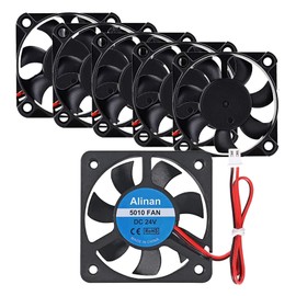 Alinan 6pcs 5010 24V Sleeve Bearing Cooling Fan 50mm Silent Cooling DC 24V 0.08A Silent Quiet DC Brushless Cooling Fan 3D Printer Cooling Fan with 2Pin Wire