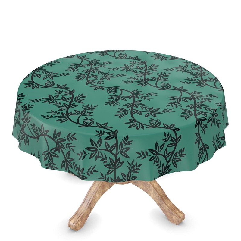 Tischdecke abwaschbar Wachstuch Wachstuchtischdecke Rund 140cm Schnittkante Chika Grün Gartentischdecke