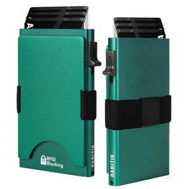 RARITIK Minimalist Carbon Fiber Wallet for Men, Money Clip Cash Strap Wallet, RFID Blocking Metal Wallet Aluminum Card Holder,Front Pocket Wallet