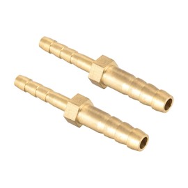 QUARKZMAN 6 mm to 4 mm Dmr Straight Measurement Hose Fitting Reducer x 2 Pieces Straight Connector Adapter for Hose Connection Gold Tone