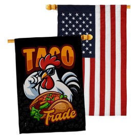 Trump Taco Flag Embroidered American Flag For Outside House Wall Hanging Décor Trade Trump Always Chicken Out Poster Garden Decoration Room Tapestry Banner Door Sign Fathers Day Funny Gift Made In USA