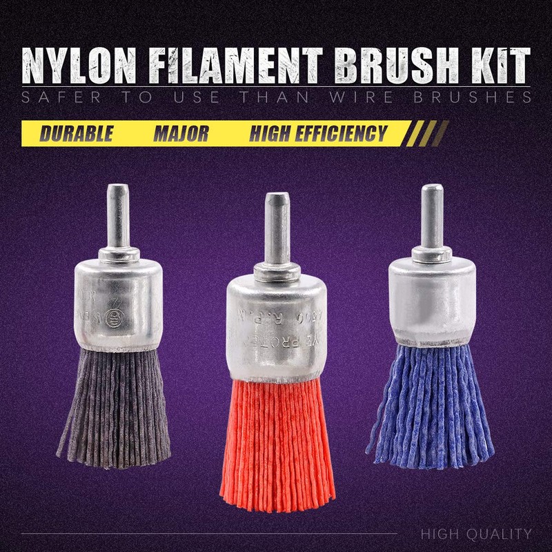 Swpeet 3Pcs 1Inch 25mm Nylon Filament Abrasive Wire Brush End