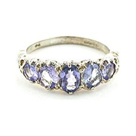 Sterling Silver Ladies Tanzanite 5 Stone Ring - Size S