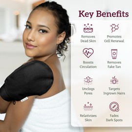 ZALURA Exfoliating Glove - Skin Exfoliating Body Scrubber for Shower & Bath - 100% Viscose Plant Fibers - Deep Exfoliating Mitt & Scrubber for Women & Men, Spray Tan & Dead Skin Remover - 1-Glove