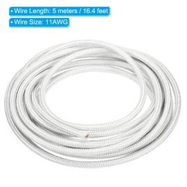 PATIKIL 16.4Ft 11AWG High Temperature Wire, -60-350 Degrees Celsius Mica Glass Fiber Electronic Wire Insulated Heat Resistant Electronical Flexible Cable for Lamp Boiler Heater, White