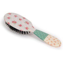 Rock & Ruddle Natural Mixed Boar Bristle Hair Brush for Women and Kids (Small/Travel Size, 17.5cm) - Perfect for Wet or Dry Hair, Detangling Smoothing Blowdrying - Made in UK - Swallows