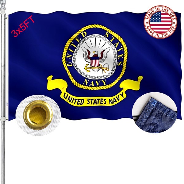 ZEKVY Navy Emblem Military Flag 3x5 Outdoor Made in USA