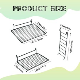 4 Pcs Sugar Glider Supplies Cage Accessories, Hamster Stainless Steel Platform with Climbing Ladder, Rat Climbing Toys for Cage for Squirrel Hamsters Guinea Pig Small Animal