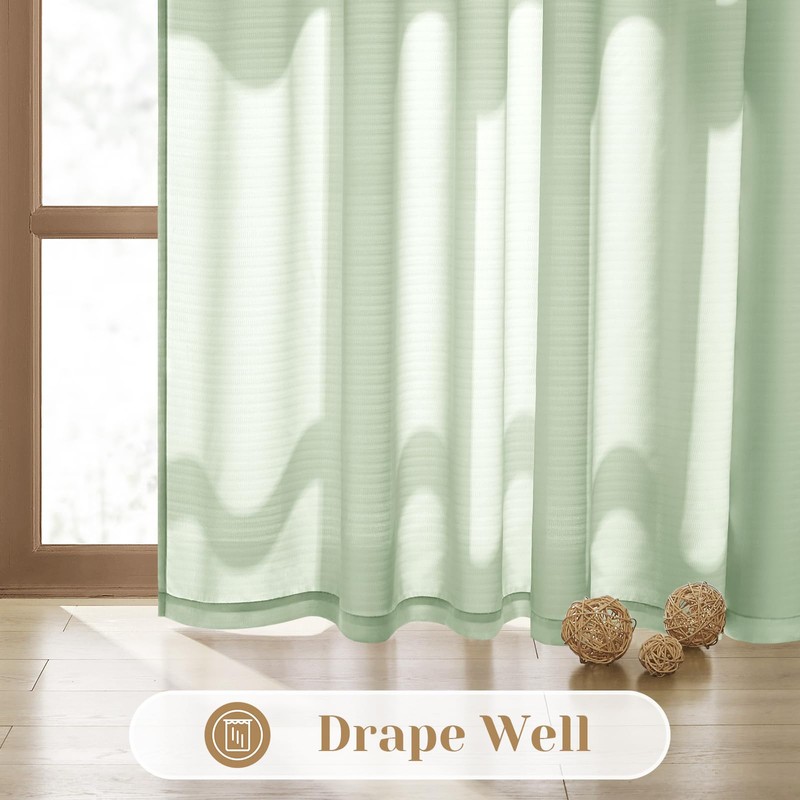 HOMEIDEAS Non See Through Privacy Sheer Curtains, Elegant Lightweight Semi