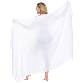 HDE Plus Size UPF 30+ Pareo Swimsuit Cover Up Fringeless Sarong Sun Shawl Wrap White