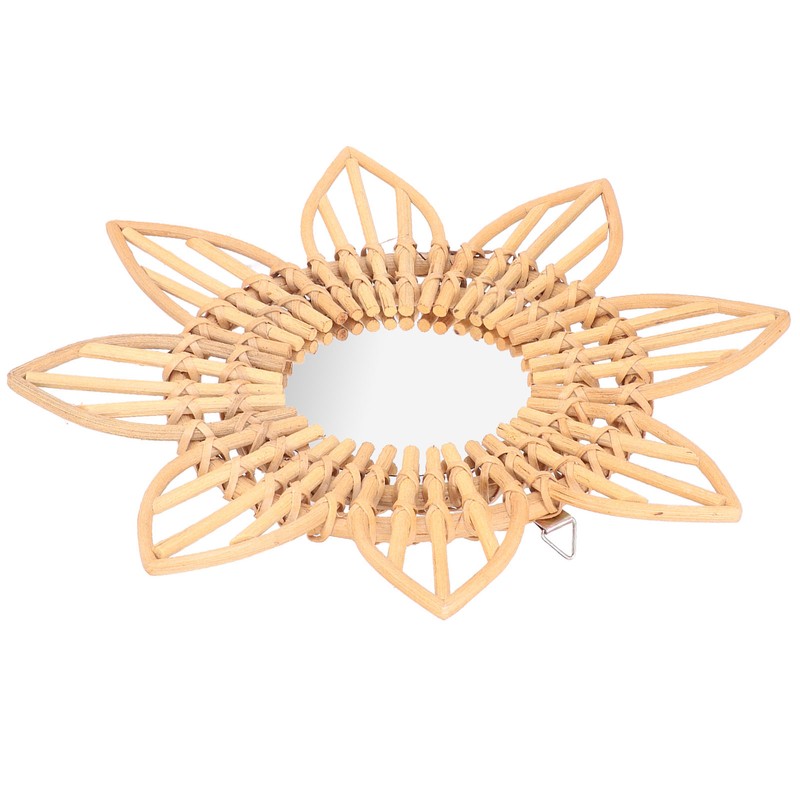 Rattan Innovative Art Decoration Makeup Mirror Retro Dressing Bathroom Wall