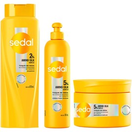 Sedal Kit Toque de Seda. Cabello Sedoso, 3 pzas: Shampoo, Acondicionador y Mascarilla para Cabello