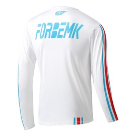 FORBEMK Men's Mountain Bike Shirts Long Sleeve MTB Jersey Quick Dry Downhill&Motocross BMX Shirts &Moisture-Wicking-2214-White-XXL